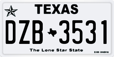 TX license plate DZB3531
