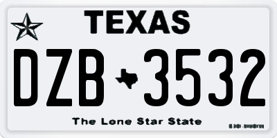 TX license plate DZB3532