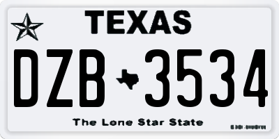 TX license plate DZB3534