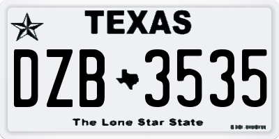 TX license plate DZB3535