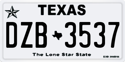 TX license plate DZB3537