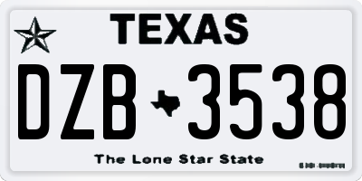 TX license plate DZB3538