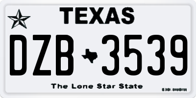 TX license plate DZB3539