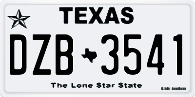 TX license plate DZB3541