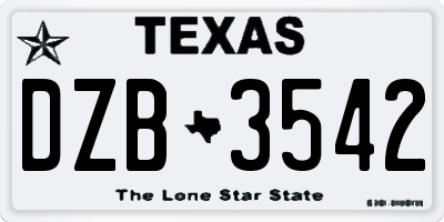 TX license plate DZB3542