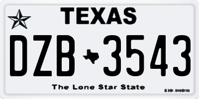 TX license plate DZB3543