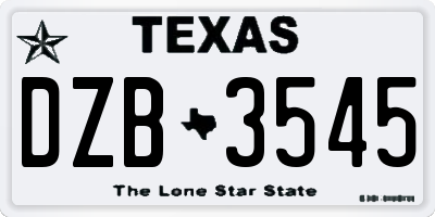 TX license plate DZB3545