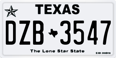 TX license plate DZB3547
