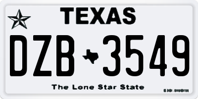TX license plate DZB3549