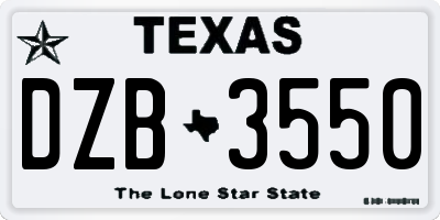 TX license plate DZB3550