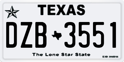 TX license plate DZB3551