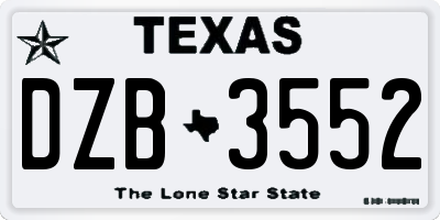 TX license plate DZB3552
