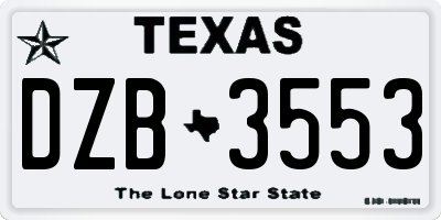 TX license plate DZB3553