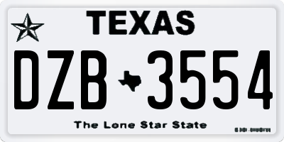 TX license plate DZB3554