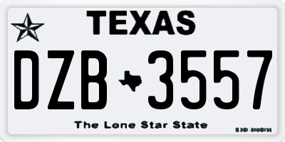 TX license plate DZB3557