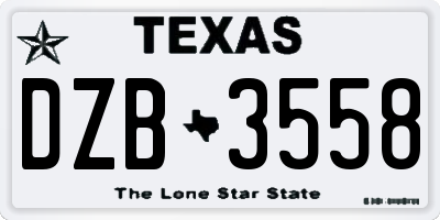 TX license plate DZB3558