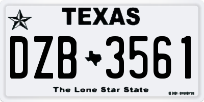 TX license plate DZB3561
