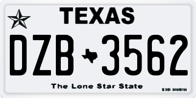 TX license plate DZB3562