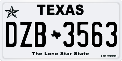 TX license plate DZB3563