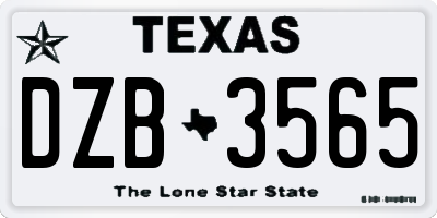 TX license plate DZB3565