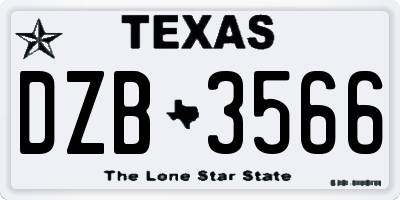 TX license plate DZB3566