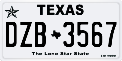 TX license plate DZB3567