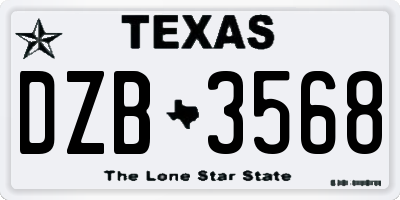 TX license plate DZB3568