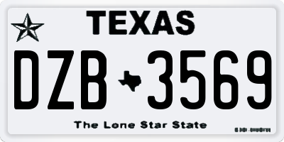 TX license plate DZB3569