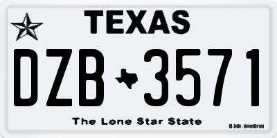 TX license plate DZB3571