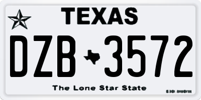 TX license plate DZB3572