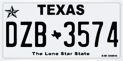 TX license plate DZB3574