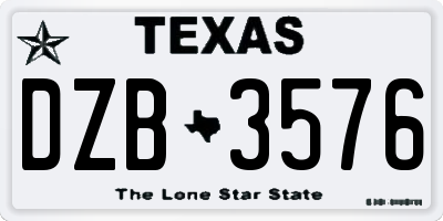 TX license plate DZB3576