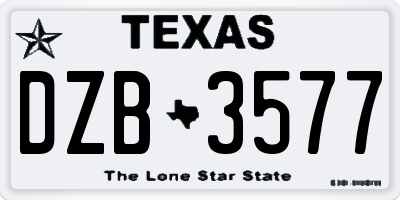 TX license plate DZB3577
