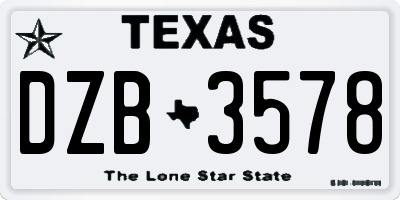 TX license plate DZB3578