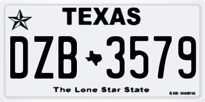 TX license plate DZB3579