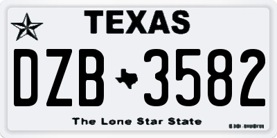 TX license plate DZB3582