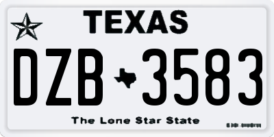 TX license plate DZB3583