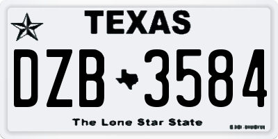 TX license plate DZB3584