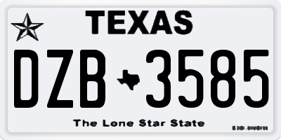 TX license plate DZB3585