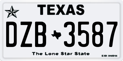 TX license plate DZB3587