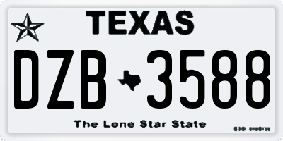 TX license plate DZB3588