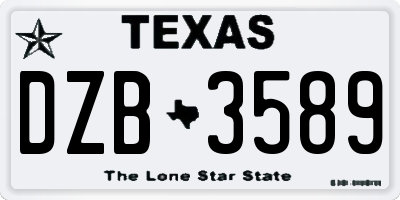 TX license plate DZB3589