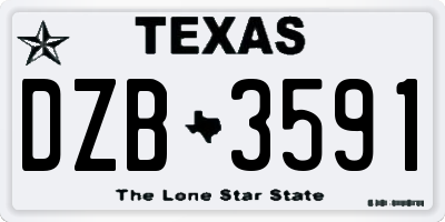 TX license plate DZB3591