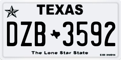TX license plate DZB3592