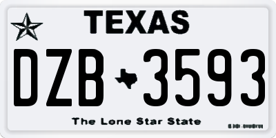 TX license plate DZB3593