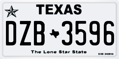TX license plate DZB3596