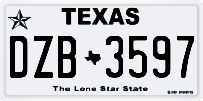 TX license plate DZB3597