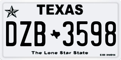 TX license plate DZB3598