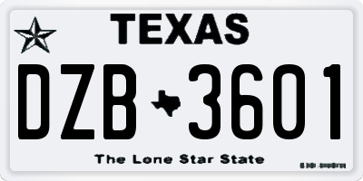 TX license plate DZB3601