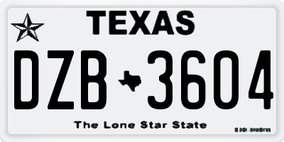 TX license plate DZB3604